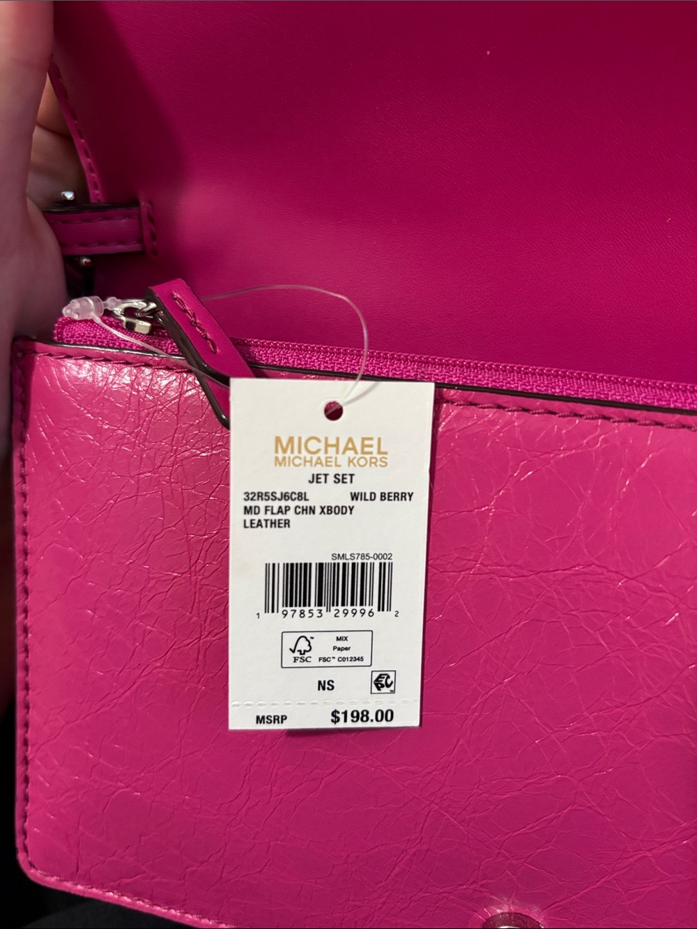 Michael Kors Jet Set Leather Medium Flap Chain Crossbody in Wild Berry - Picture 9 of 9